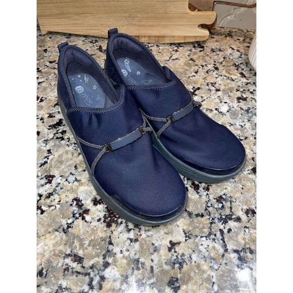 Bzees Cloud Technology Navy Blue Zing Sport Wedge Shootie Slip on Shoe 9 A12 - Picture 1 of 8